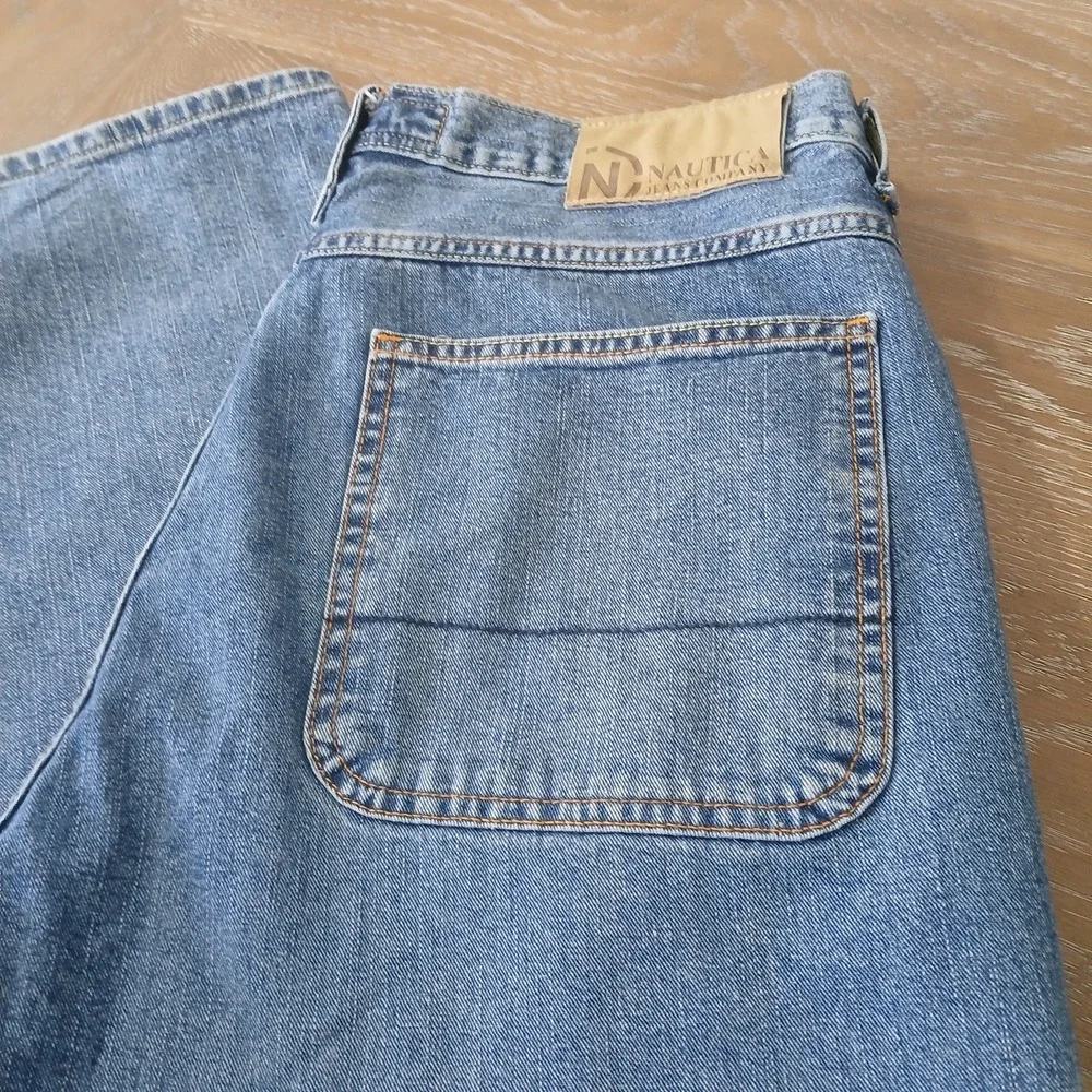 Nautica Jean Company Men Jeans Sz 36x32 Relaxed Fit Baggy Wide Leg MediumWash...